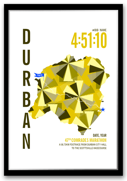 Comrades South Africa Marathoner Map - Run Ink