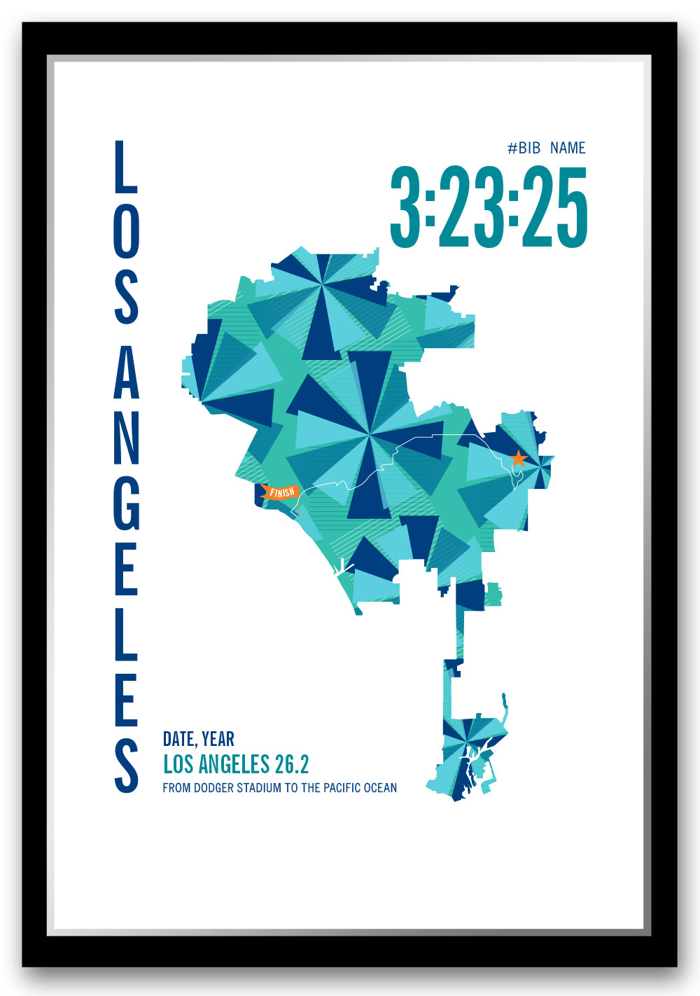 Los Angeles 26.2 City Race Map Marathon Poster