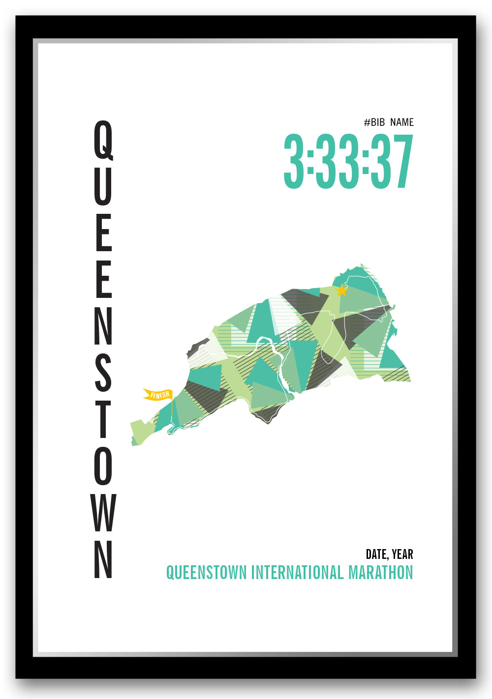 Queenstown International City Race Map Marathon Poster