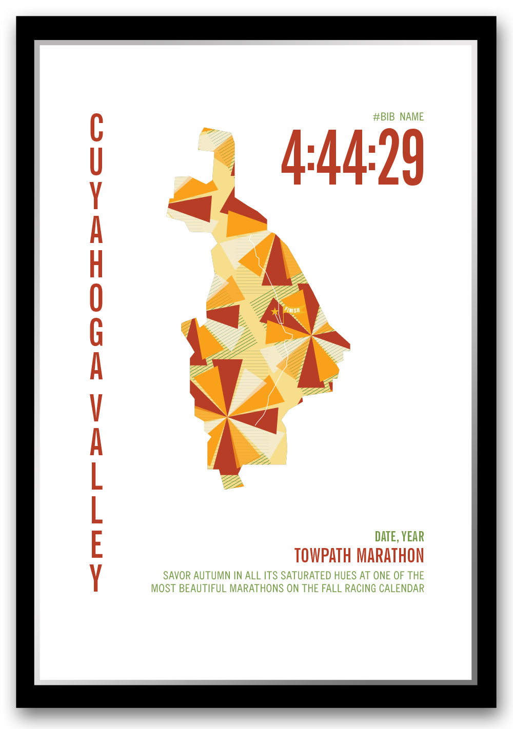 Towpath City Race Map Marathon Poster