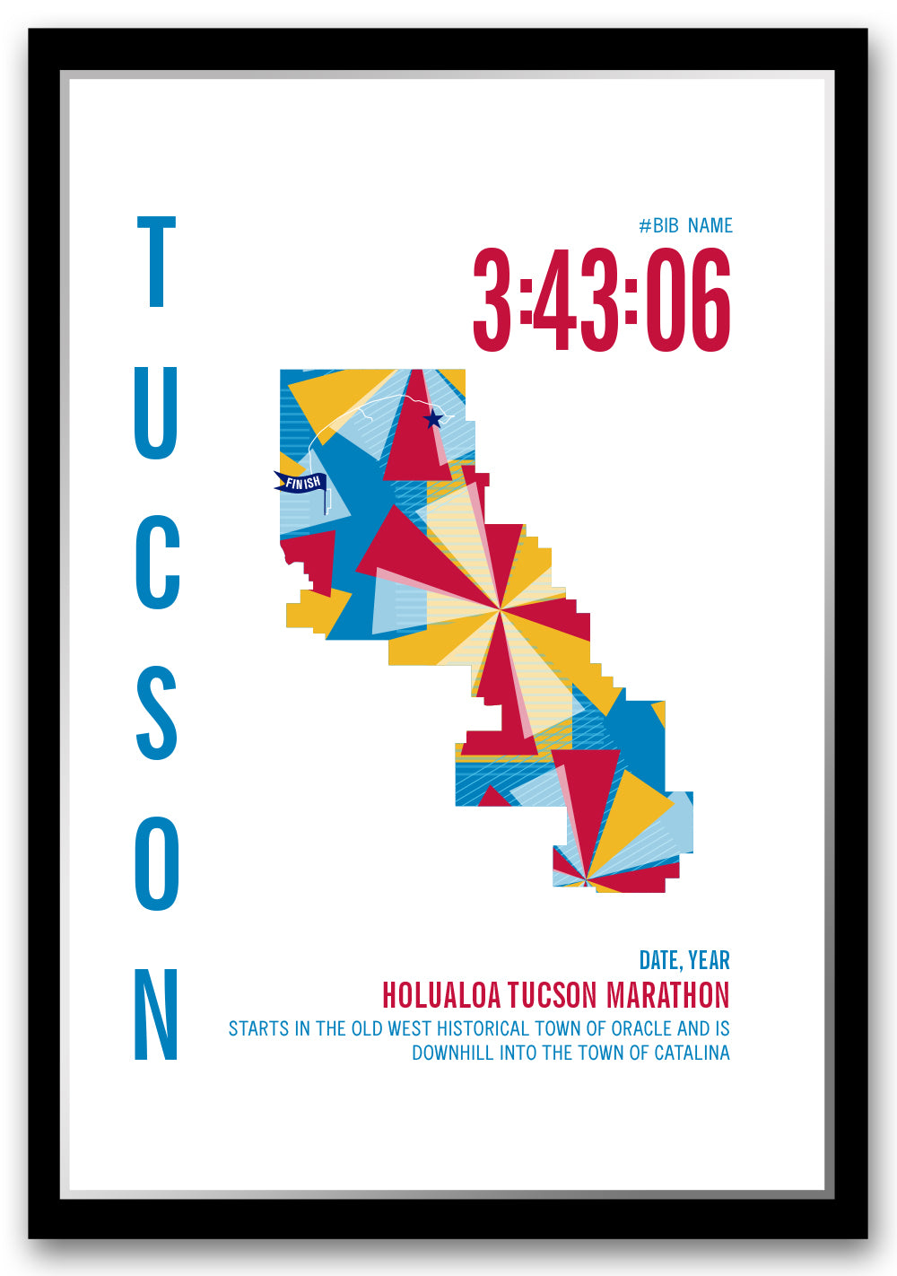 Tucson City Race Map Marathon Poster