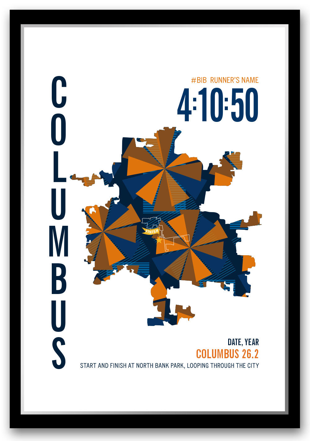 Columbus City Race Map Marathon Poster