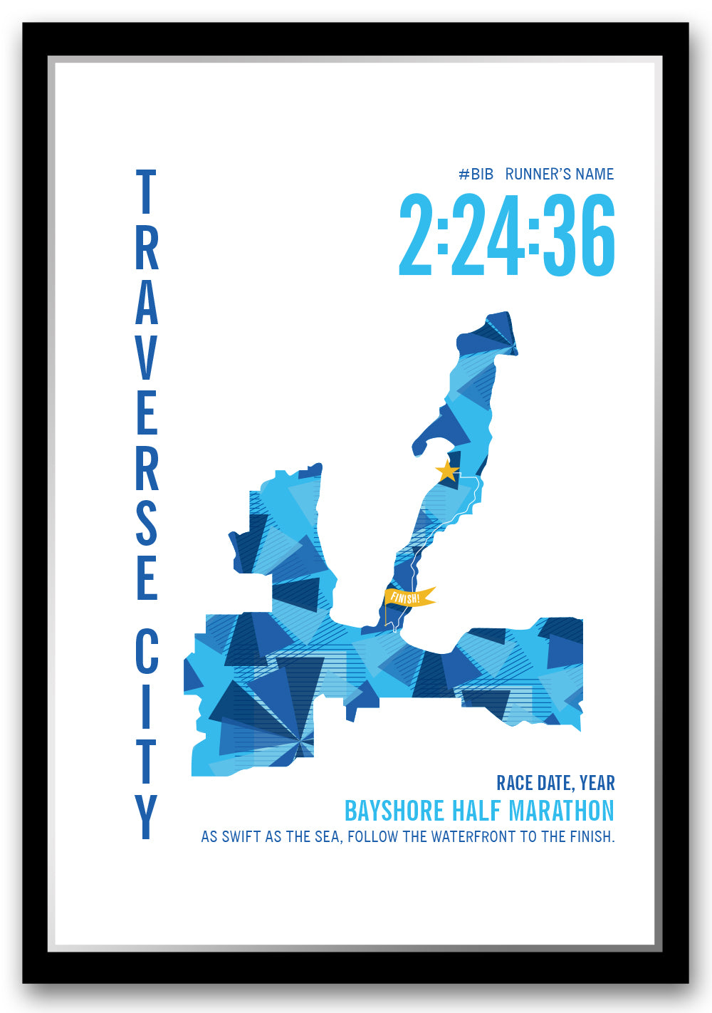 Bayshore City Race Map Half Marathon Poster