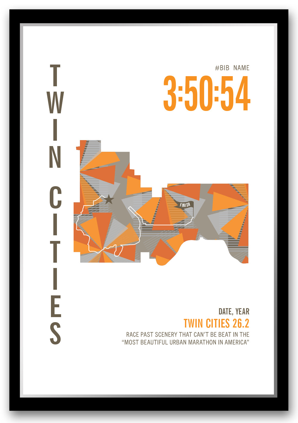 Twin Cities 26.2 City Race Map Marathon Poster