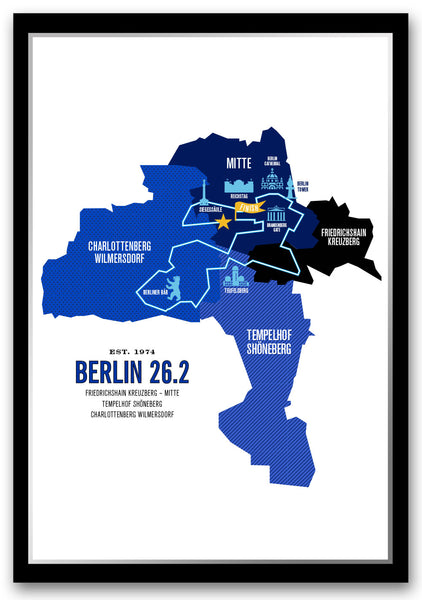 Berlin 26.2 Marathoner Course Map Poster