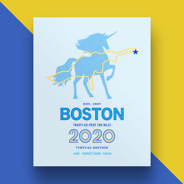 2020 Boston 26.2 Personalized Marathon Course Map Poster