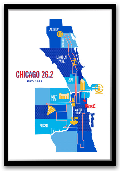 Chicago 26.2 Marathoner Course Map Poster