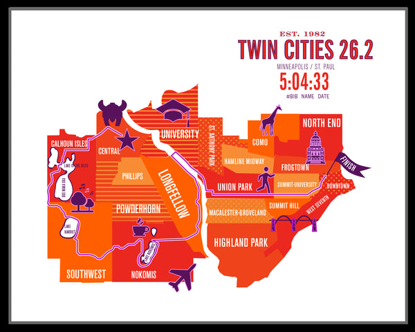 Personalized Twin Cities 26.2 Iconic Course Map