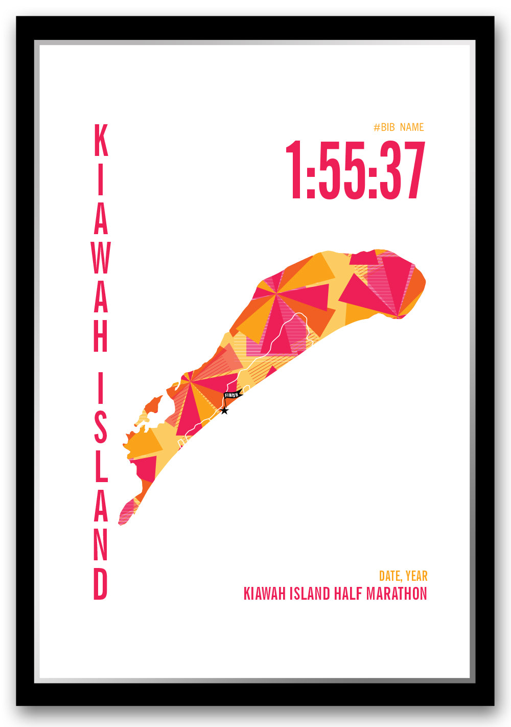 Kiawah City Race Map Half Marathon Poster