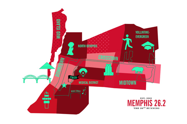 Memphis 26.2 Iconic Course Map Poster