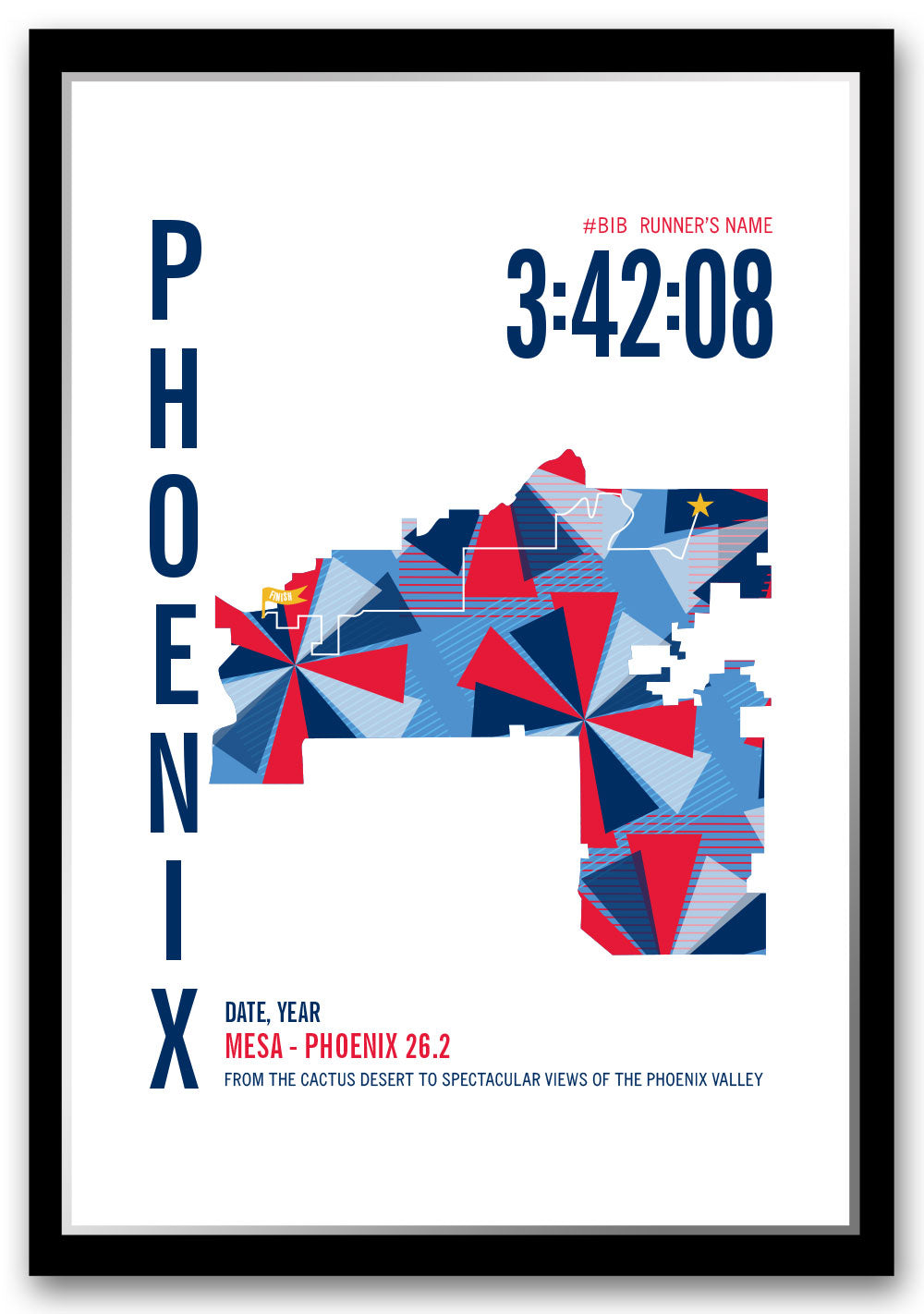 Mesa-Phoenix City Race Map Marathon Poster