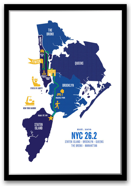 NYC 26.2 Marathoner Course Map Poster