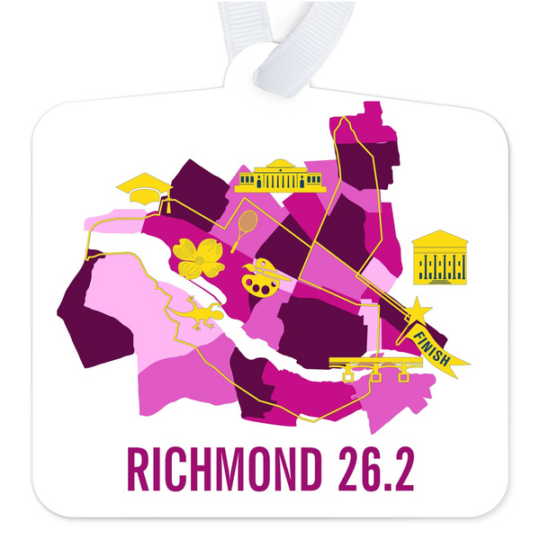 Richmond 26.2 Marathoner Course Map Christmas Ornament