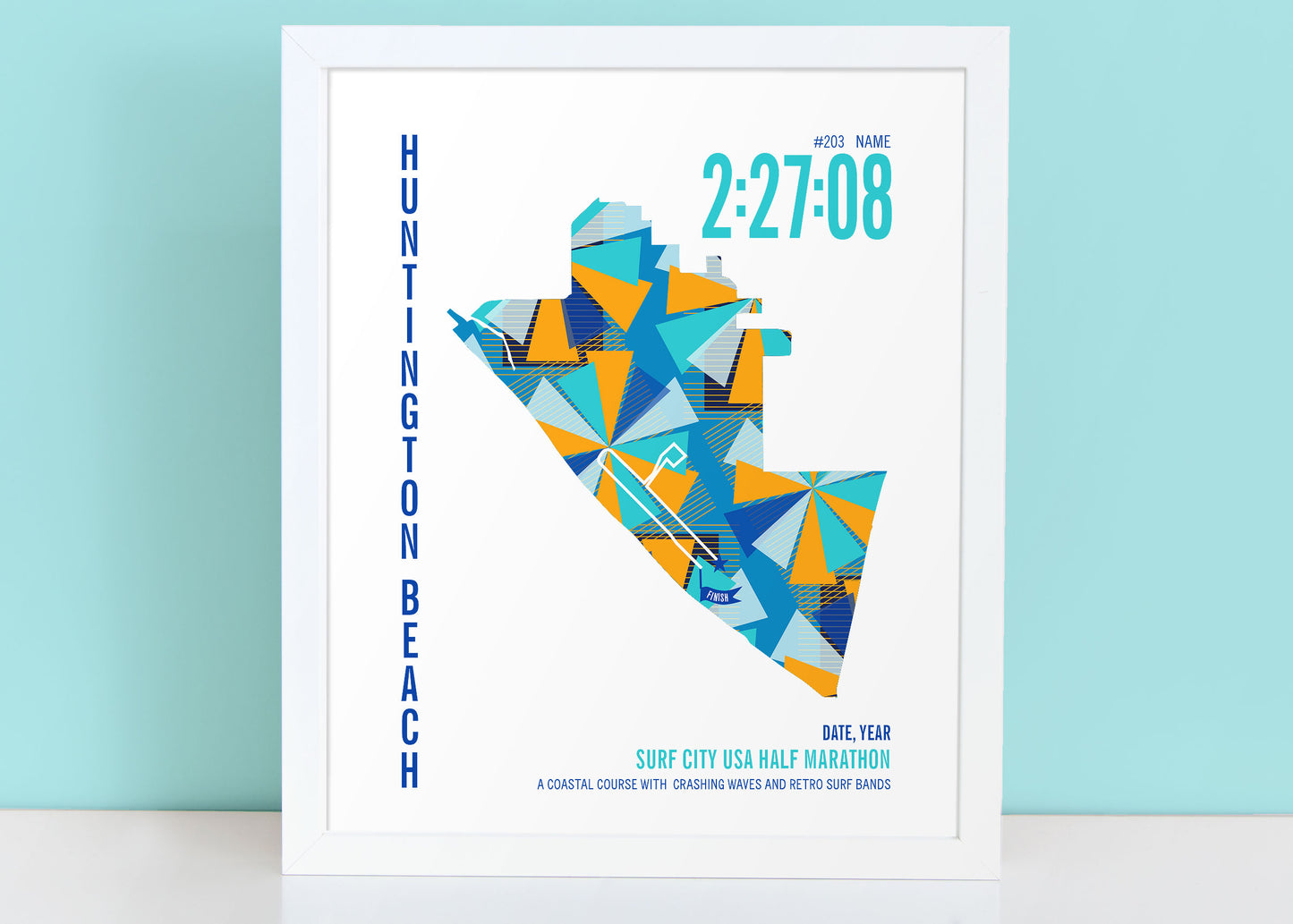 Surf City 13.1 City Race Map Half Marathon Poster