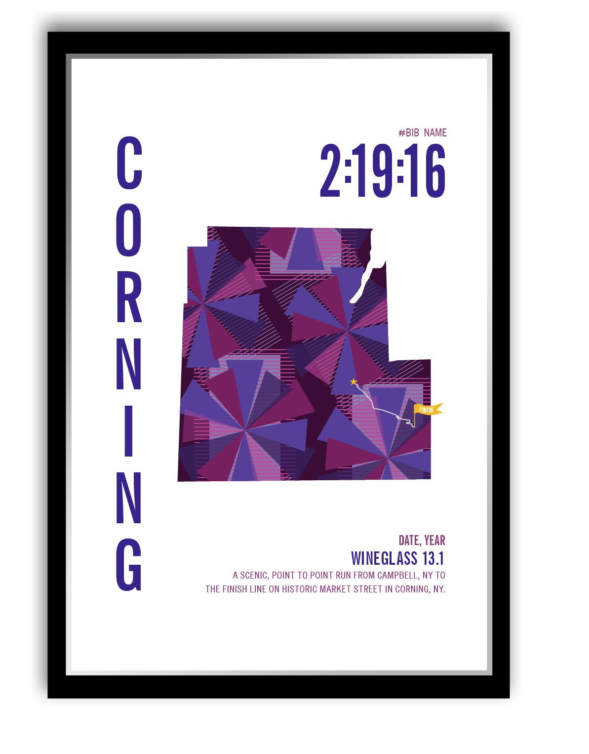 Wineglass 13.1 City Race Map Half Marathon Poster