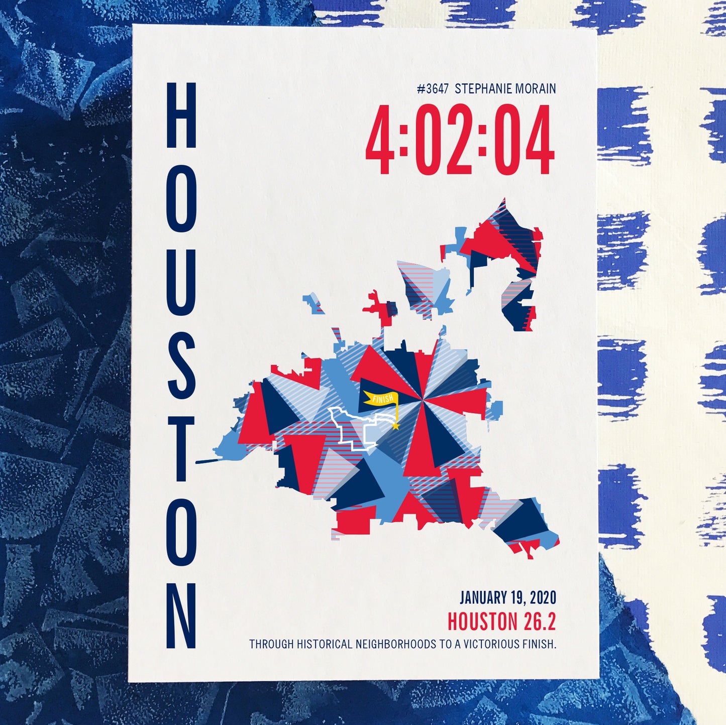 Houston 26.2 City Race Map Marathon Poster