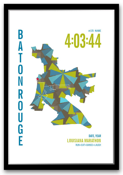 Louisiana Marathoner Map - Run Ink