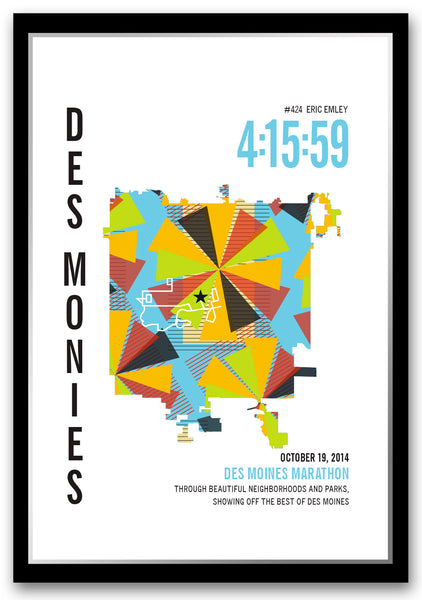 Des Moines Marathoner Map - Run Ink