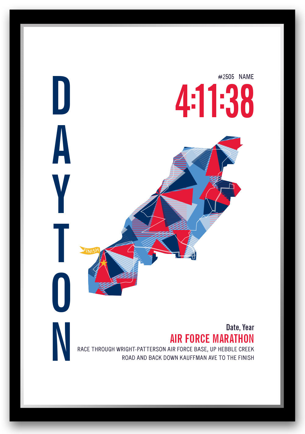 Air Force Marathoner Map - Run Ink