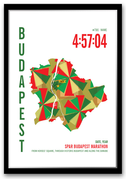 Budapest Marathoner Map - Run Ink