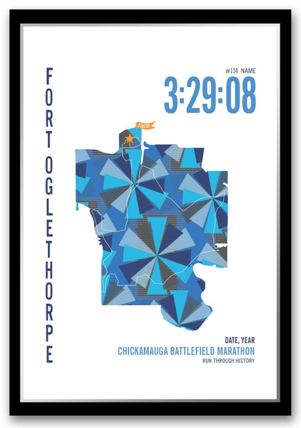 Chickamauga Battlefield Marathoner Map - Run Ink