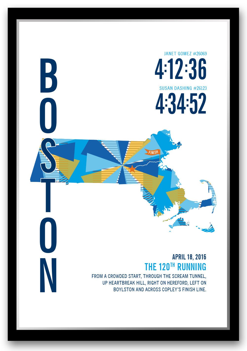 Couple's Marathoner Map - Run Ink
