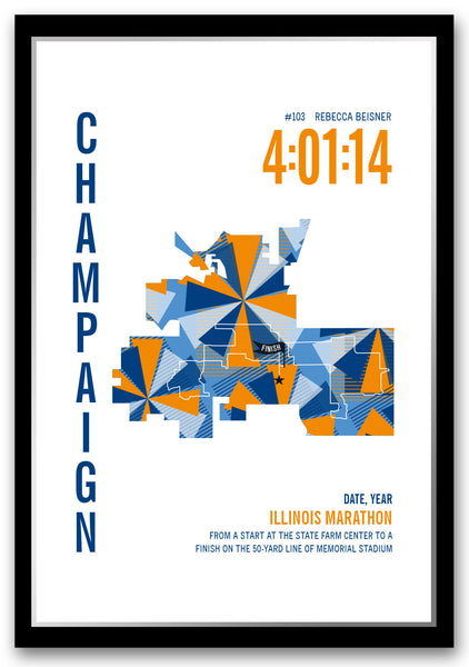 Illinois Marathoner Map - Run Ink