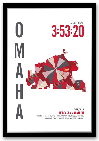Nebraska Marathoner Map - Run Ink