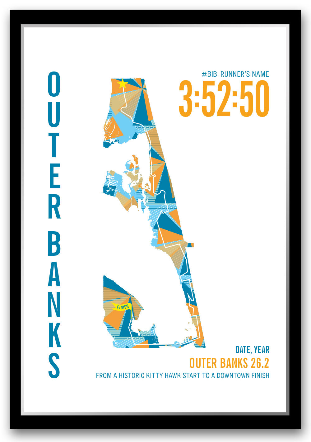 Outer Banks 26.2 City Race Map Marathon Poster