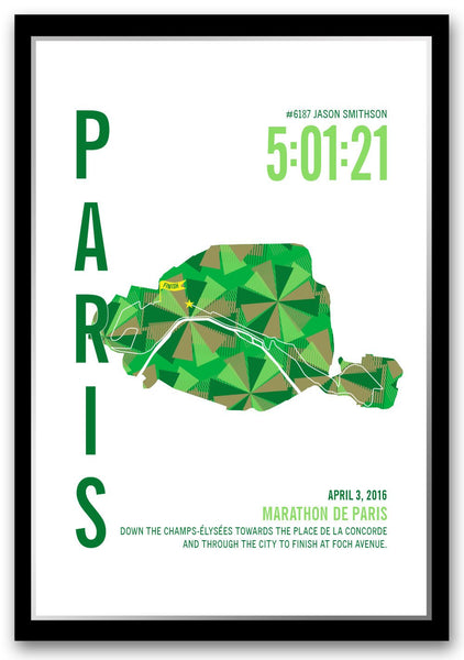 Paris Marathoner Map - Run Ink - 1