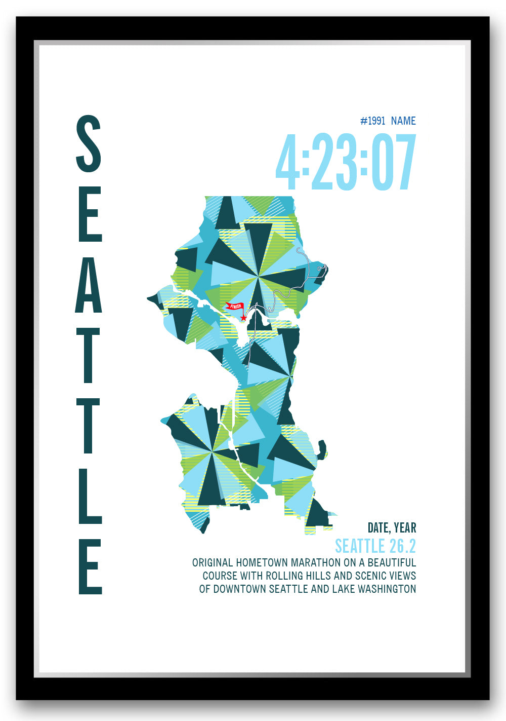 Rock 'N Roll Seattle Marathoner Map - Personalized Course Map – Run Ink