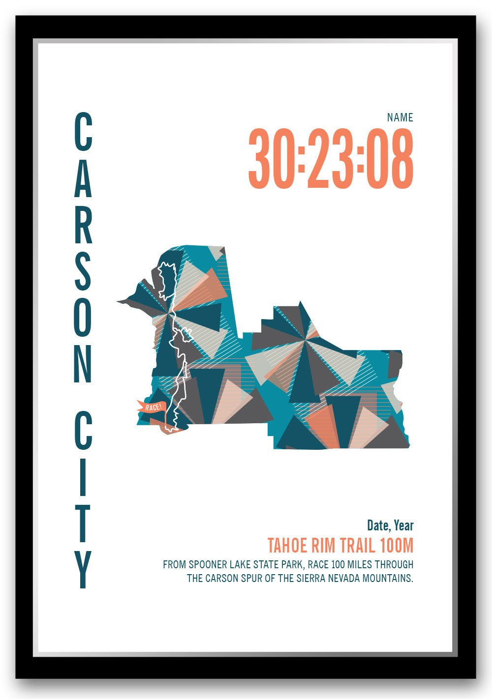 Tahoe Rim Trail 100M Marathoner Map - Run Ink