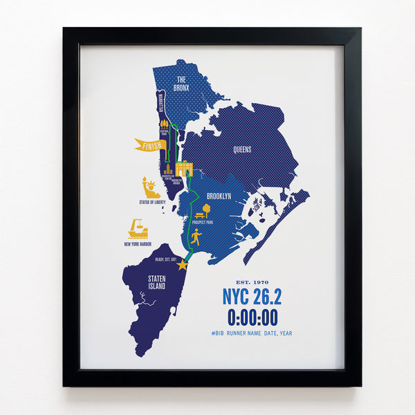 NYC 26.2 Marathoner Course Map Poster