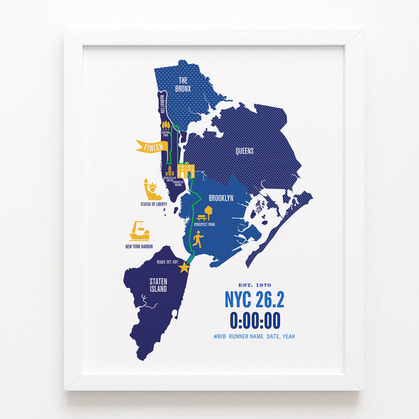 NYC 26.2 Marathoner Course Map Poster