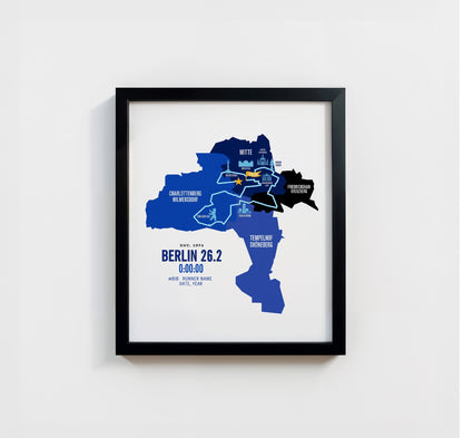 Berlin 26.2 Iconic Marathon Course Map Poster