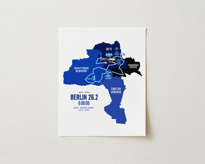 Berlin 26.2 Iconic Marathon Course Map Poster