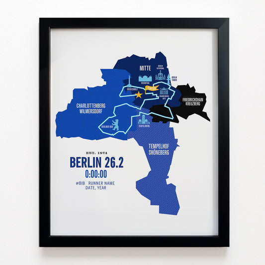 Berlin 26.2 Iconic Marathon Course Map Poster