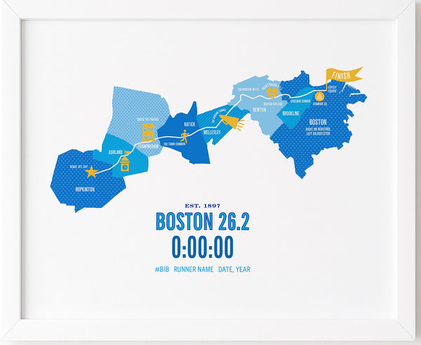 Boston 26.2 Marathoner Course Map Poster