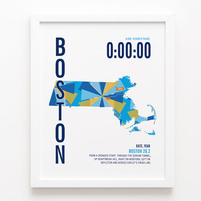 Boston 26.2 City Race Map Marathon Poster