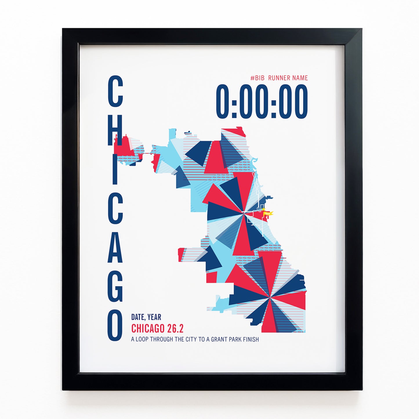 Chicago 26.2 City Race Map Marathon Poster