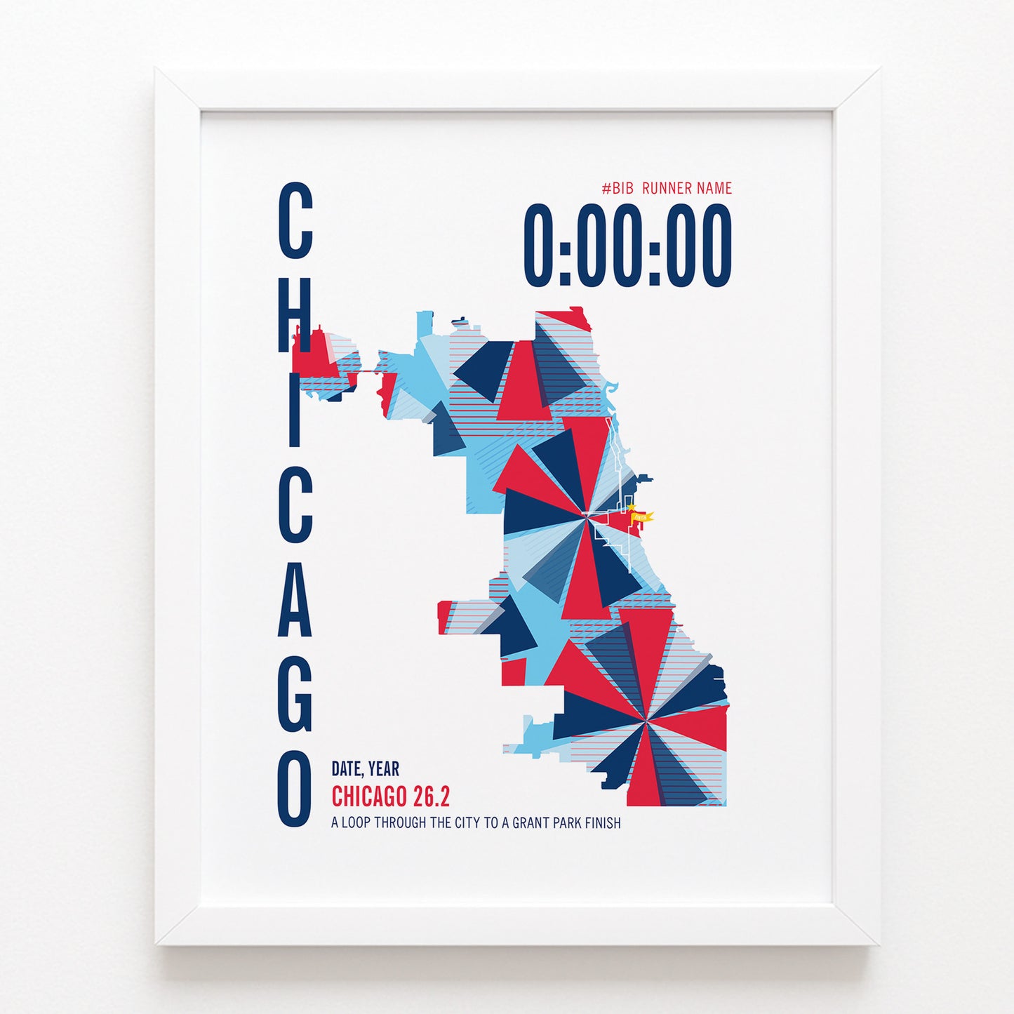 Chicago 26.2 City Race Map Marathon Poster