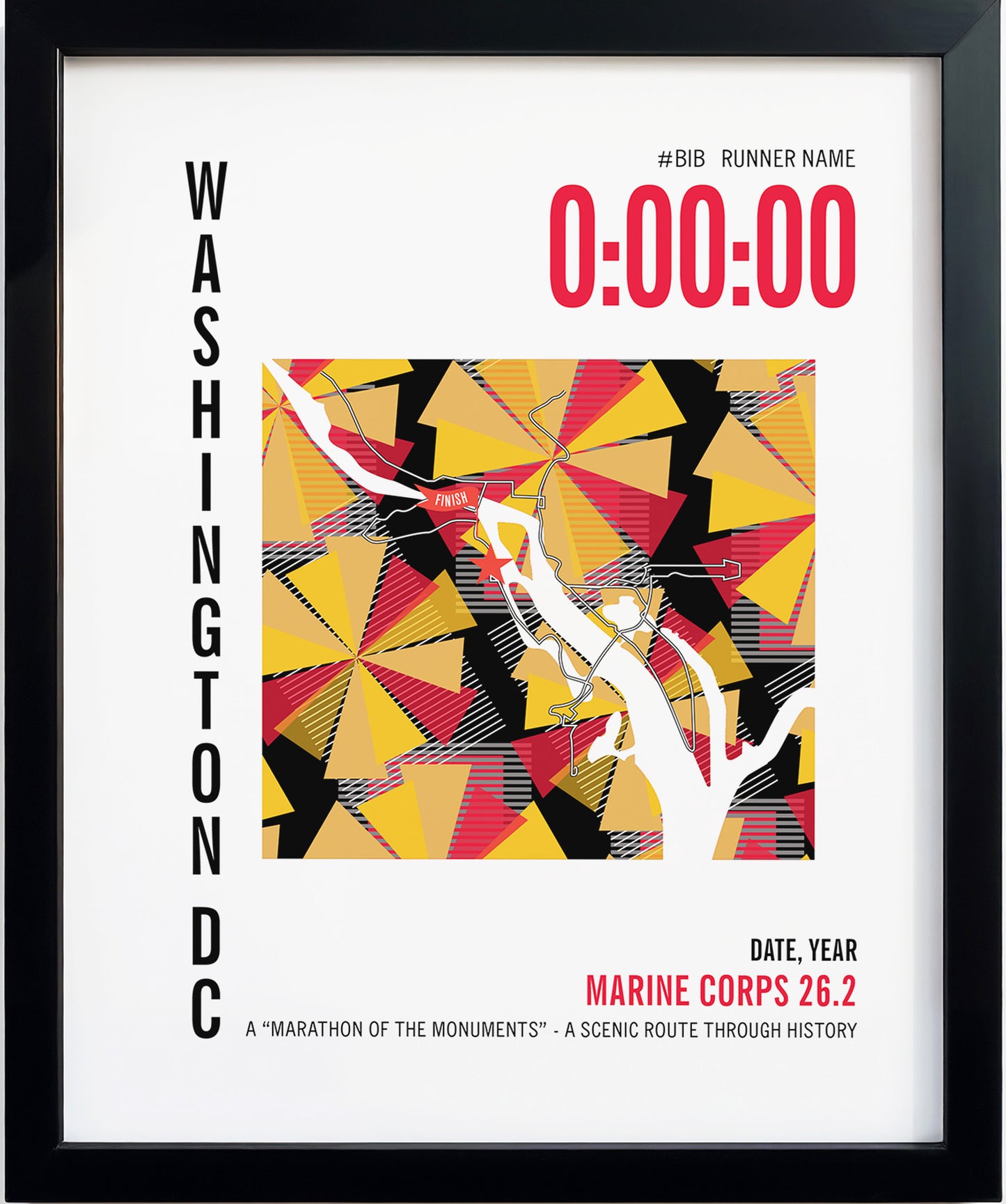 Marine Corps 26.2 City Race Map Marathon Poster