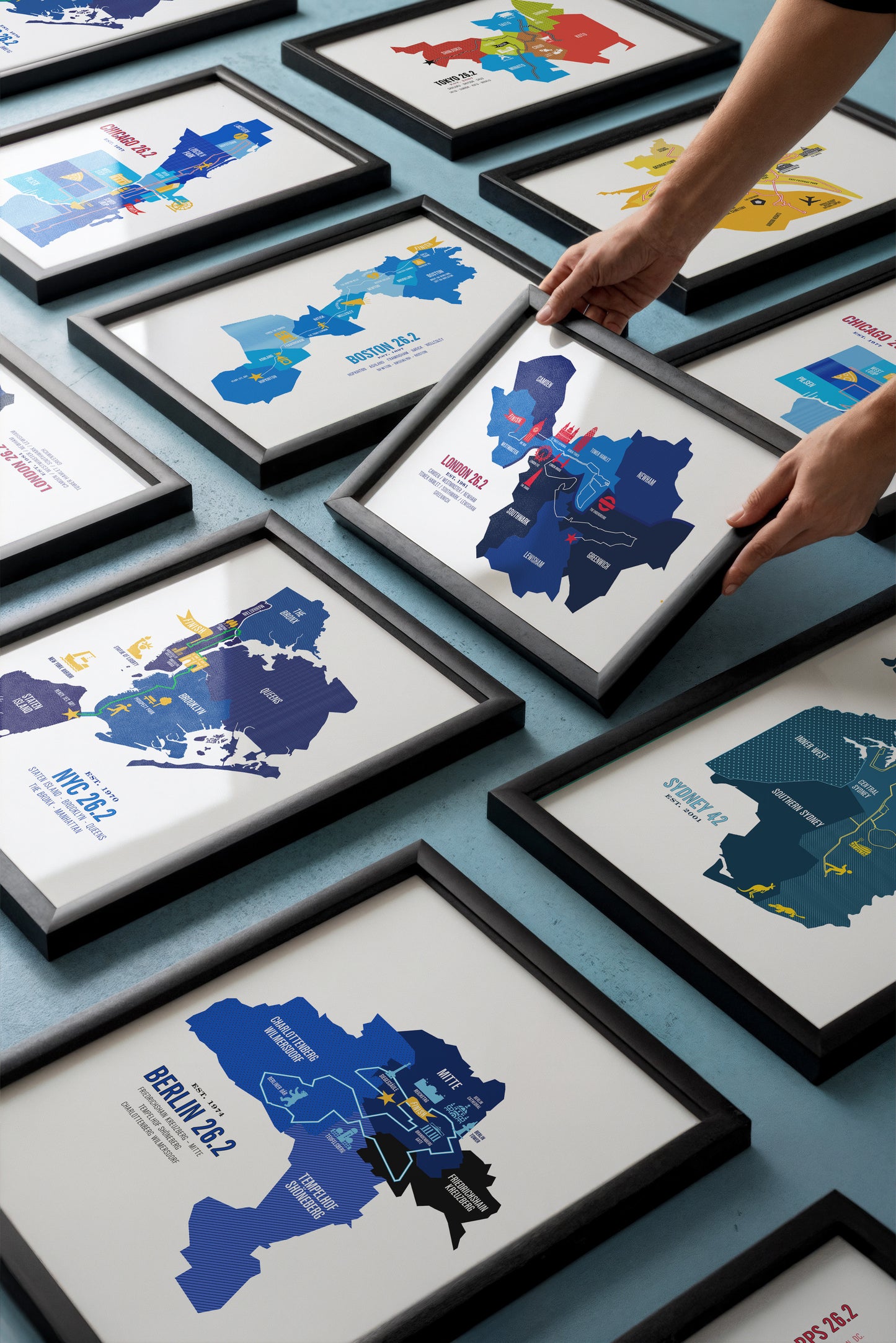 Chicago 26.2 Iconic Marathon Course Map Poster