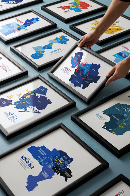 Chicago 26.2 Iconic Marathon Course Map Poster