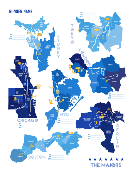 Personalized World Marathon Majors Stat Tracking Poster