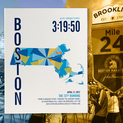 Boston 26.2 City Race Map Marathon Poster
