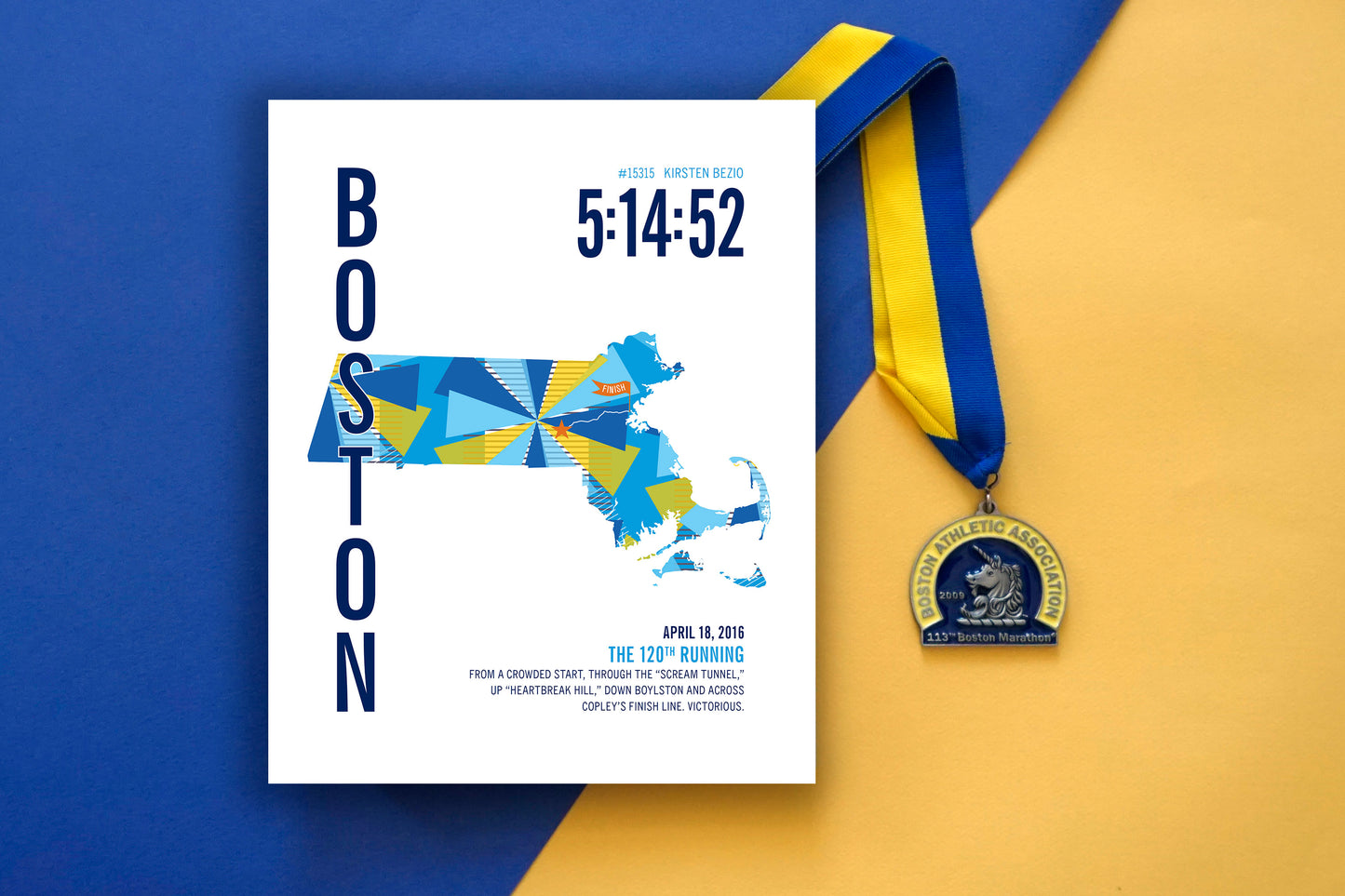 Boston 26.2 City Race Map Marathon Poster
