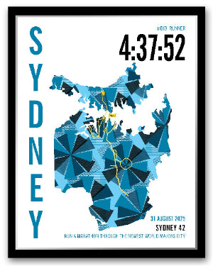 Sydney 26.2 City Race Map Marathon Poster