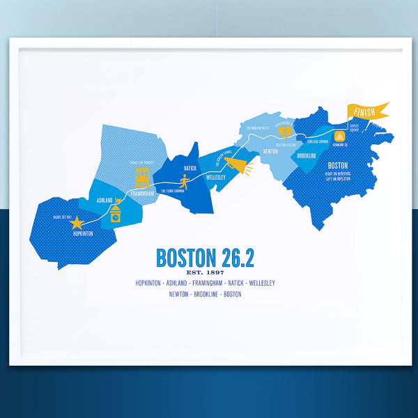 Boston 26.2 Marathoner Course Map Poster