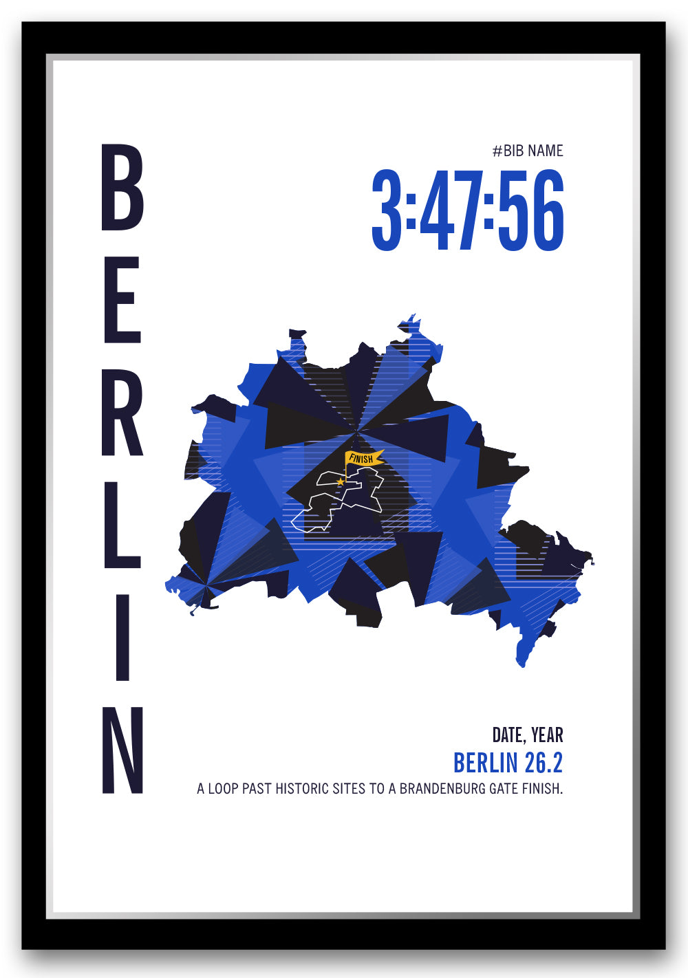Berlin 26.2 City Race Map Marathon Poster